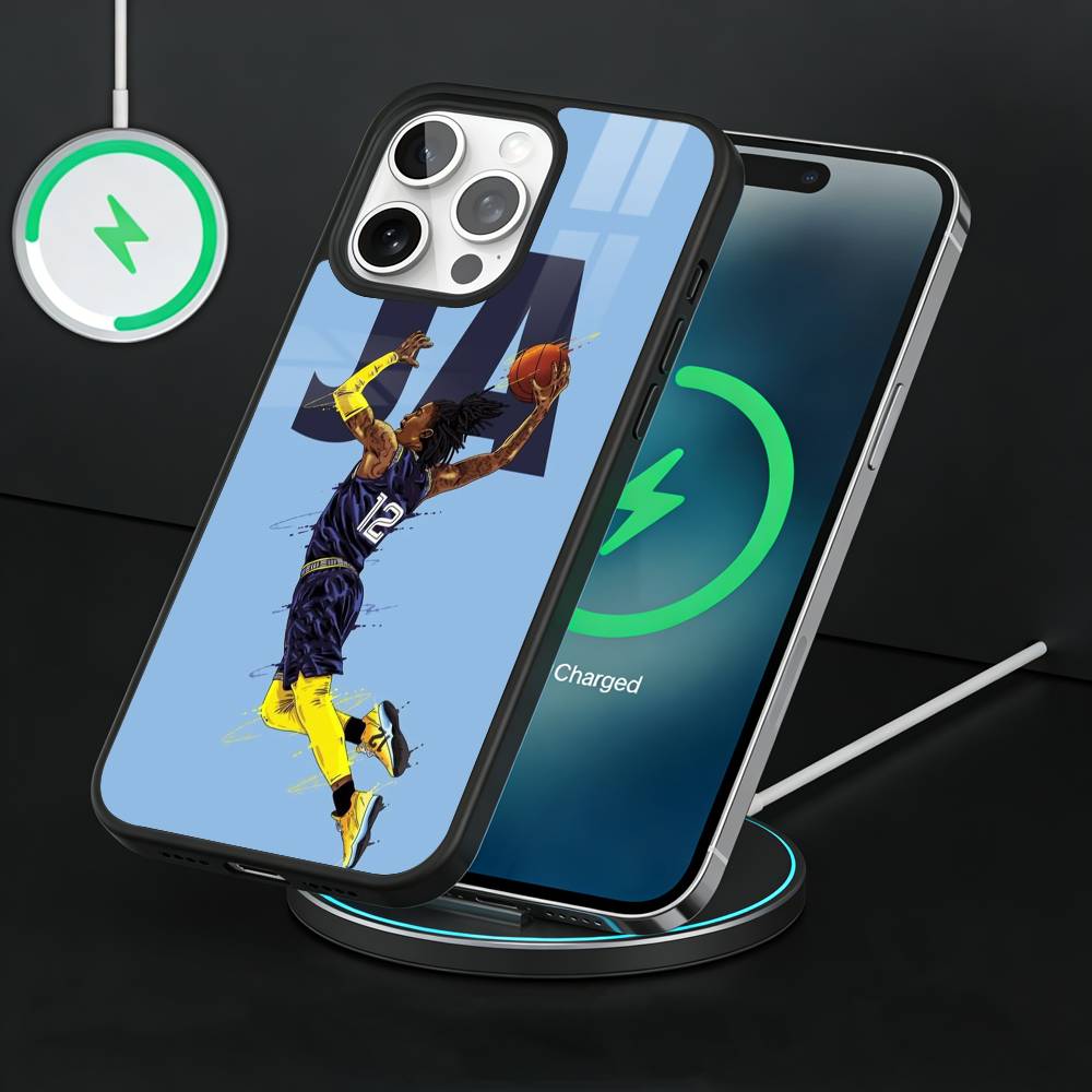 Custodia per Telefono Basketball Ja M-Morant 12 Per iPhone17,16,15,14,13 Plus,Pro Max Magnetica Per Ricarica Wireless Magsafe