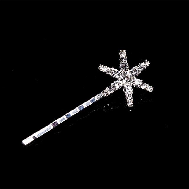 New Geometric Stars Moon Rhinestone Hair Clip Set Snowflake Star Bride Hairpins Women Side Clip Hair Barrettes Hair Accessories
