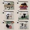 1 Pc Chic Bag with Zipper -Cute Cat Print Pattern, Coin Purse Portable Keychain Coin Bag Lightweight, Foldable Travel Pouch