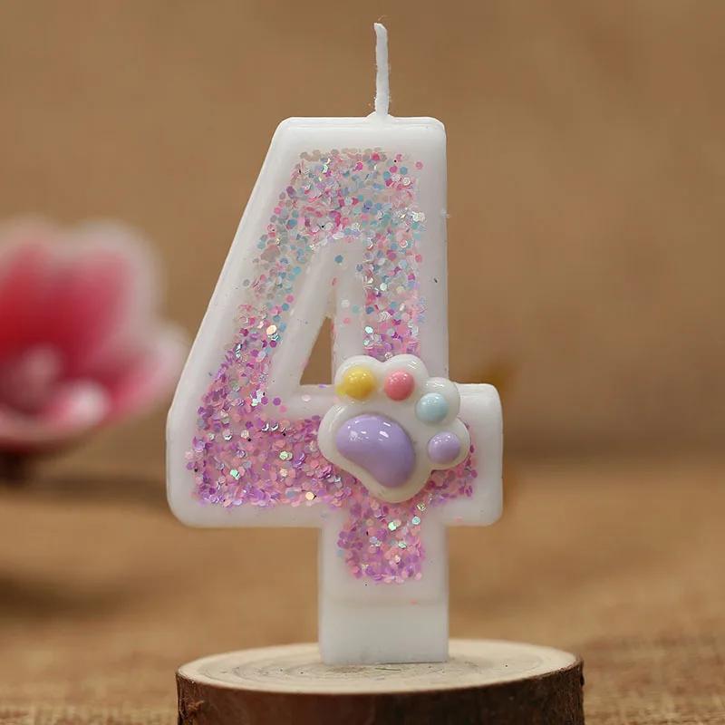 3D Number Birthday Candle Pink Glitter Unicorn Cake Decorating Party Anniversary Cake Decor for Cake Children's Birthday Candle
