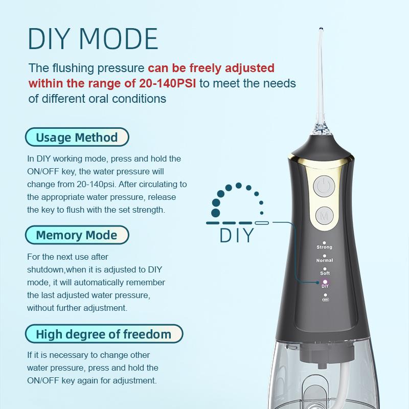 Portable Oral Irrigator Mini Dental Electric Dental Water Flosser Portable Teeth Cleaning 300ML Water Tank Teeth Cleaner Travel