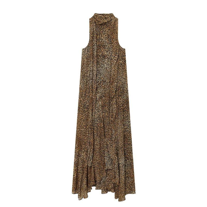 Za Autumn New Women Clothes 2025 Western Style Fashion Temperament Animal Print Neck Collar Dress 8753008