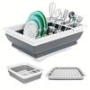 Collapsible Dish Drying Rack with Utensil Holder, Space-Saving Folding Sink Drainer for Home, RV, Camping 1pc Plastic Dish Rack