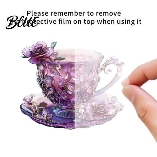 Adorno de Taza de Té Rosa Morado Colgante de Taza de Café con Metal de 60 cm