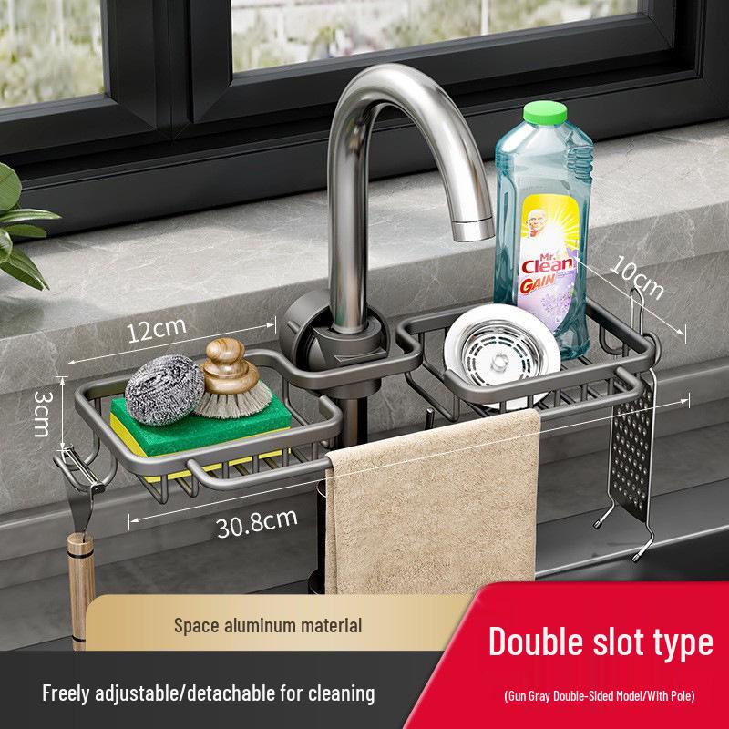 Kitchen Faucet Sink Storage Rack for Sponges, Rags, and Vegetables