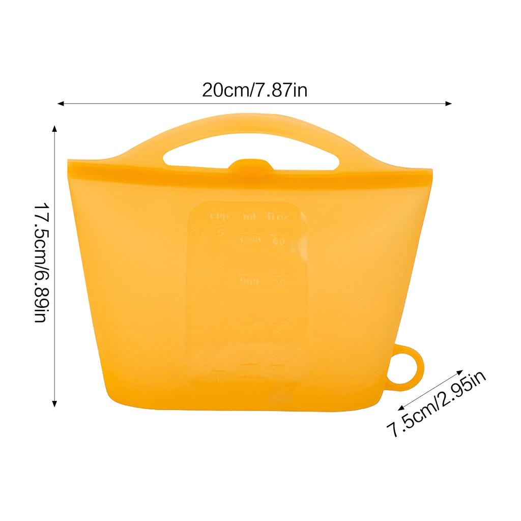 Silicone Food Storage Bag 1200ml Reusable Freezer Safe Sealable Pouch for Kitchen Refrigerator and Microwave Use