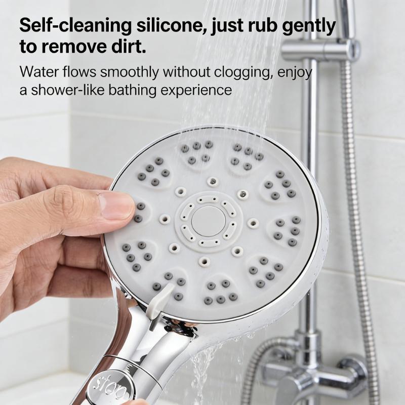High-pressure Shower Head Set 5 Modes of Adjustment Showerhead Water-saving One-touch Stop Bathroom Accessories