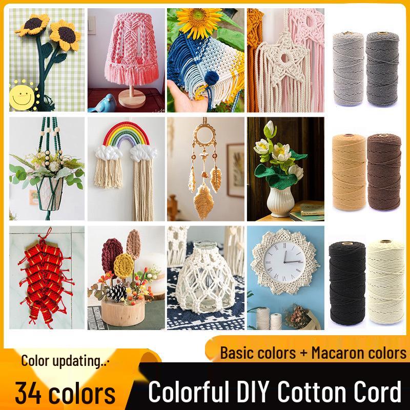 3mm Color Cotton Rope for DIY Handmade Tapestry, Weaving, and Drawstring Projects