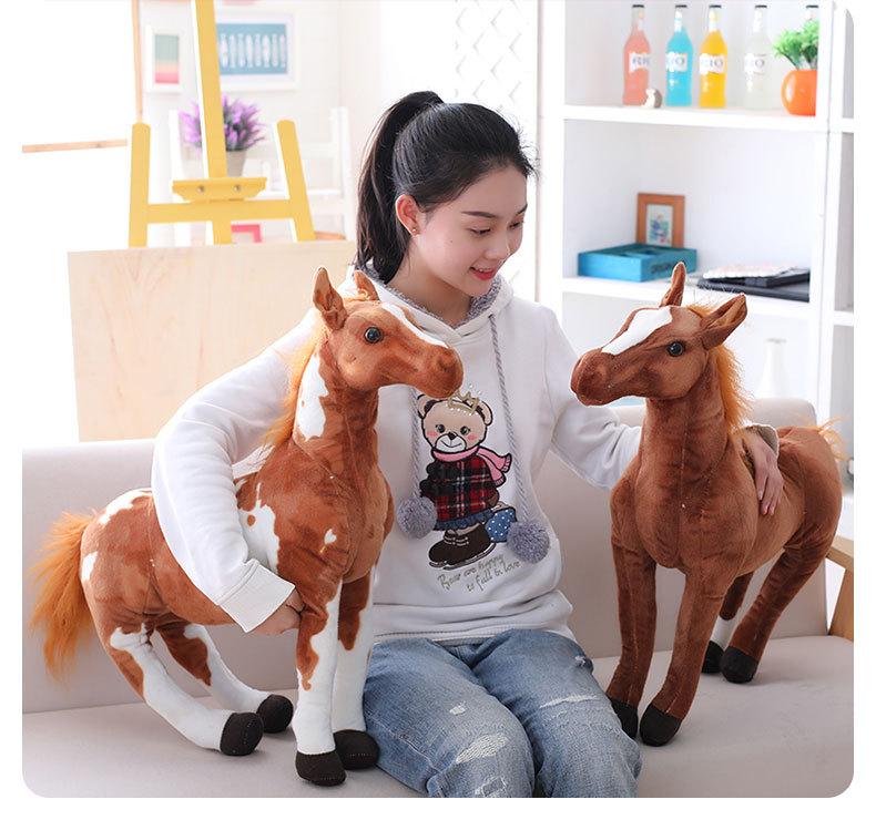60cm Large Simulation Standing Horse Plush Toy Soft Doll Surprised Expression Birthday Gift for Kids And Adults