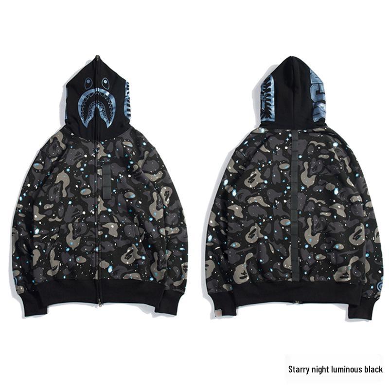 Trendy APE Hooded Sweatshirt - Shark Camouflage Zipper Jacket, Parent-Child Version