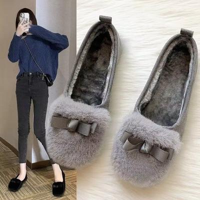 Fashion Women's Winter Furry Flat Shoes Round Toe Slip-on Female Loafers 2025 New Warm Fur Casual Moccasin Walking Shoes Zapatos Mujer