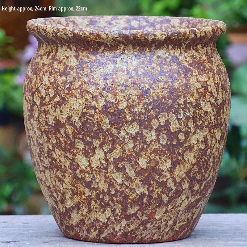 Large Retro Handmade Ceramic Planter for Succulents and Bougainvillea - Aged Coarse Pottery for Hotel and B&B Decor.
