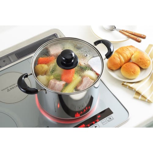 Yoshikawa CookLook II Pasta Pot, 22cm, 6.5L, with Glass Lid and Inner, Stainless Steel, Induction and Gas Compatible, Made in Japan, SJ2187