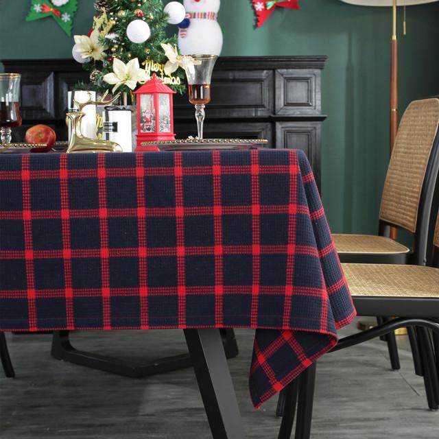 

Polyester Cotton Jacquard Christmas Plaid Table Cloth Black White Red Black Rectangular Tea Table Cover Home Decor 90x90cm