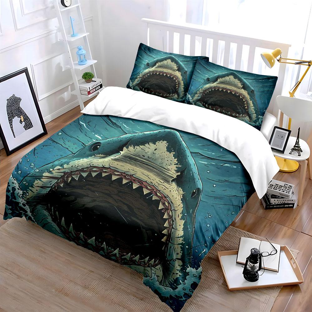 Shark Face Underwater Design. Bedding Sets Duvet Cover Sets Duvet Covers Pillowcases(1 * Duvet Cover 2 * Pillowcases, Without Duvet Insert)