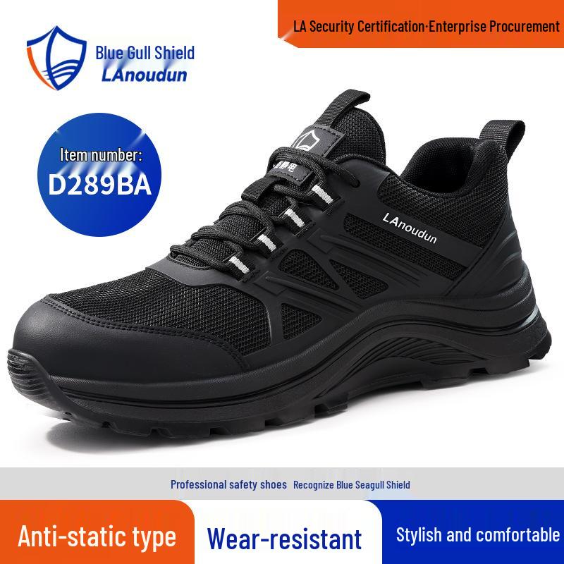 Blue Gull Shield Anti-static Men's Shoes: Comfortable, Soft Sole, Dust-free Safety Footwear for All Seasons.