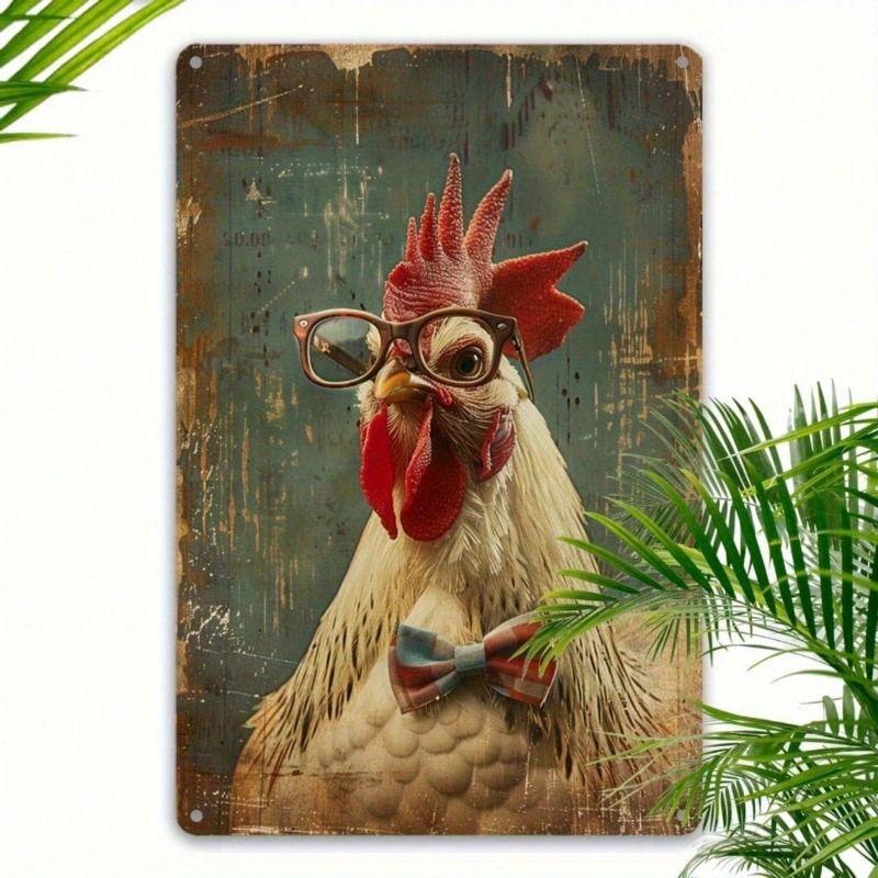 

Metal Wall Art Rooster Poster for Home Cafe Farmhouse Decor 12x8 Inch
