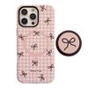 Checked Bow Magnetic Bracket IPhone16promax IPhone Case 14 Suitable for 13 Film 15 Sweet