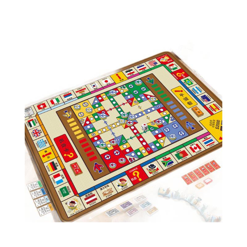 Huaying Kids Double-Sided 180x114 Play Mat: Ludo Game, Crawling, Parent-Child Interactive Fun