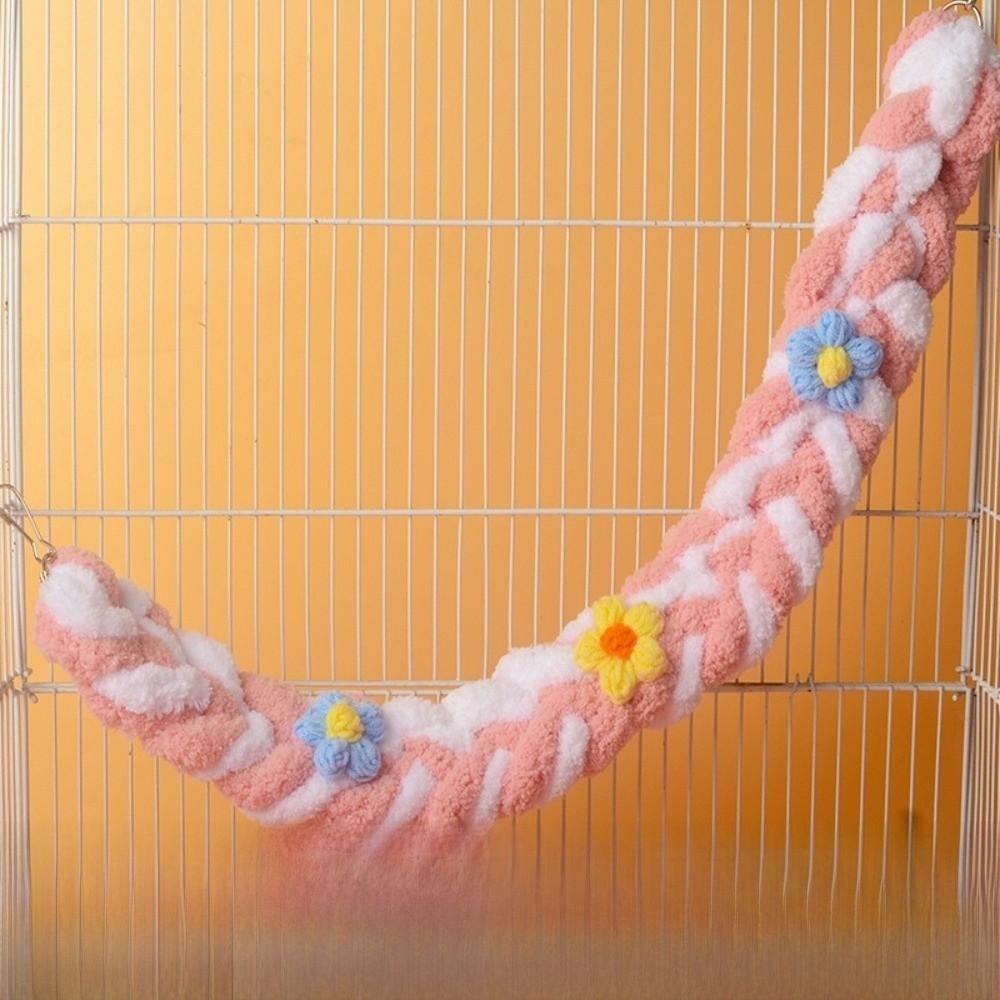 Cotton Rope Hamster Hanging Swing Chew Resistant Hand-Braided Knot Birds Climbing Rope Toy Interactive Entertainment