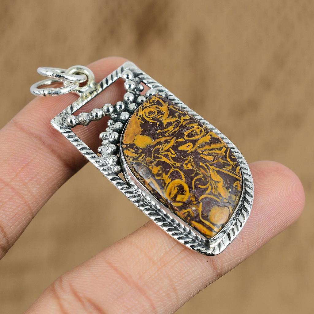 Natural Mariam Jasper Gemstone Pendant 925 Sterling Silver Indian Jewelry