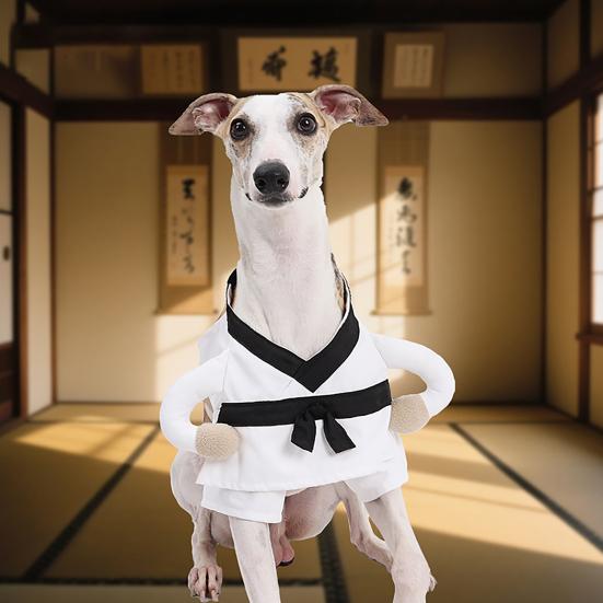 Dog Martial Art Costume Pet Coat with Hands Hook And Loop Adjustable Pet Outfit for Cats Dogs Cosplay Dress-up Photography