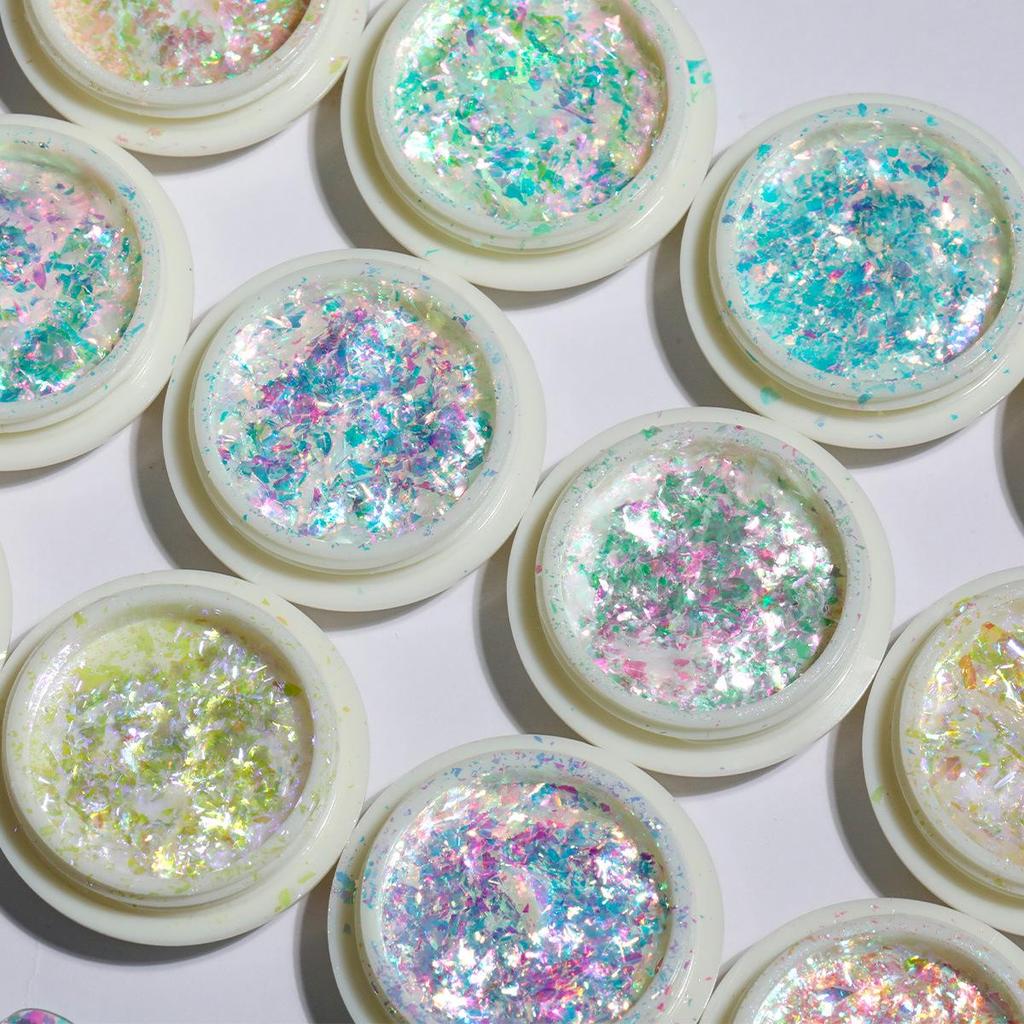 Iridescent Fairy Nail Decoration Sequins - Super Shiny 12 Colors Cloud Brocade Powder Snow Velvet 