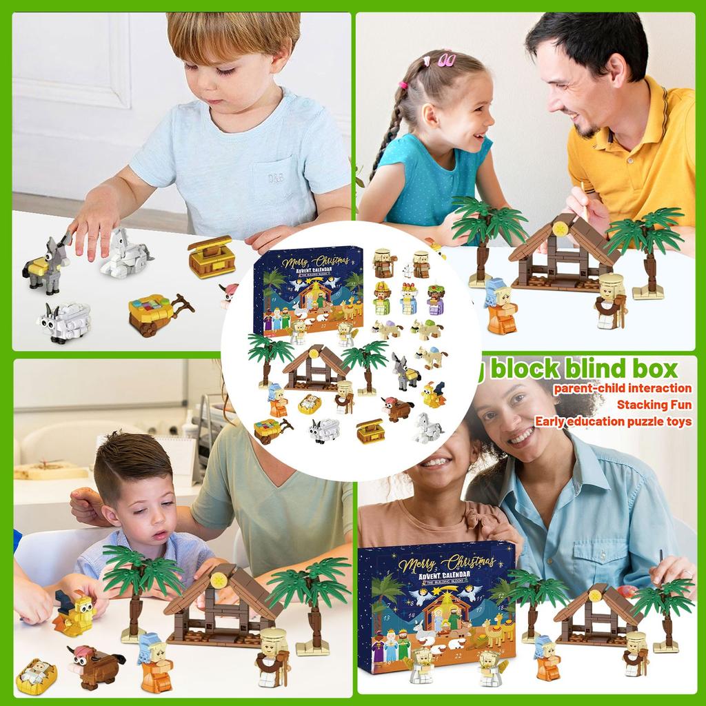 Novoroční adventní kalendář - Kalendář odpočítávání Vánoc s 24 hračkami ze stavebních kostek
