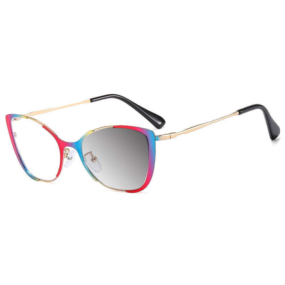 Brand Design Retro Small Cat Eye Patchwork Color Femal Frame Photochromic Anti Blue Light Computer Women Custom Reading Glasses