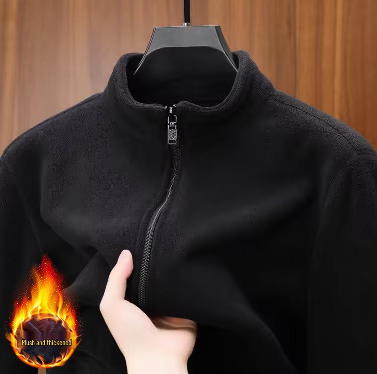 Men's Double-Sided Fleece Jacket - Warm Casual Spring & Autumn Mountaineering Liner