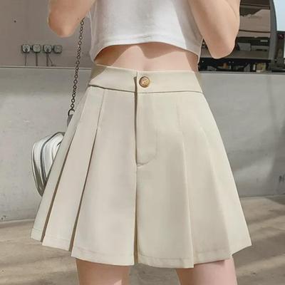 2023 Damen Weitbeinige Plissierte A-Linien Shorts: Elastischer Bund, Slim Fit, Lässiger Sommerstil