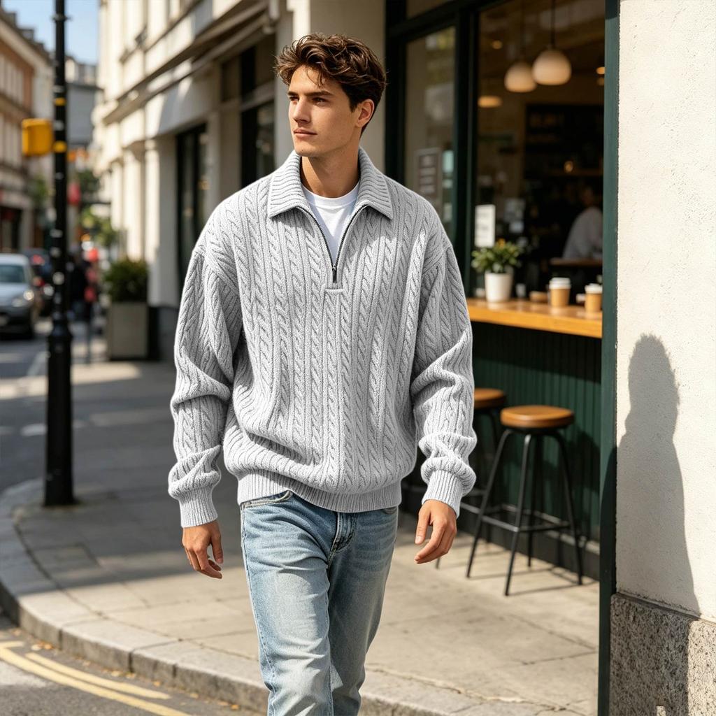 Men's 3D High Neck Half Zip Sweatshirt for Casual Wear