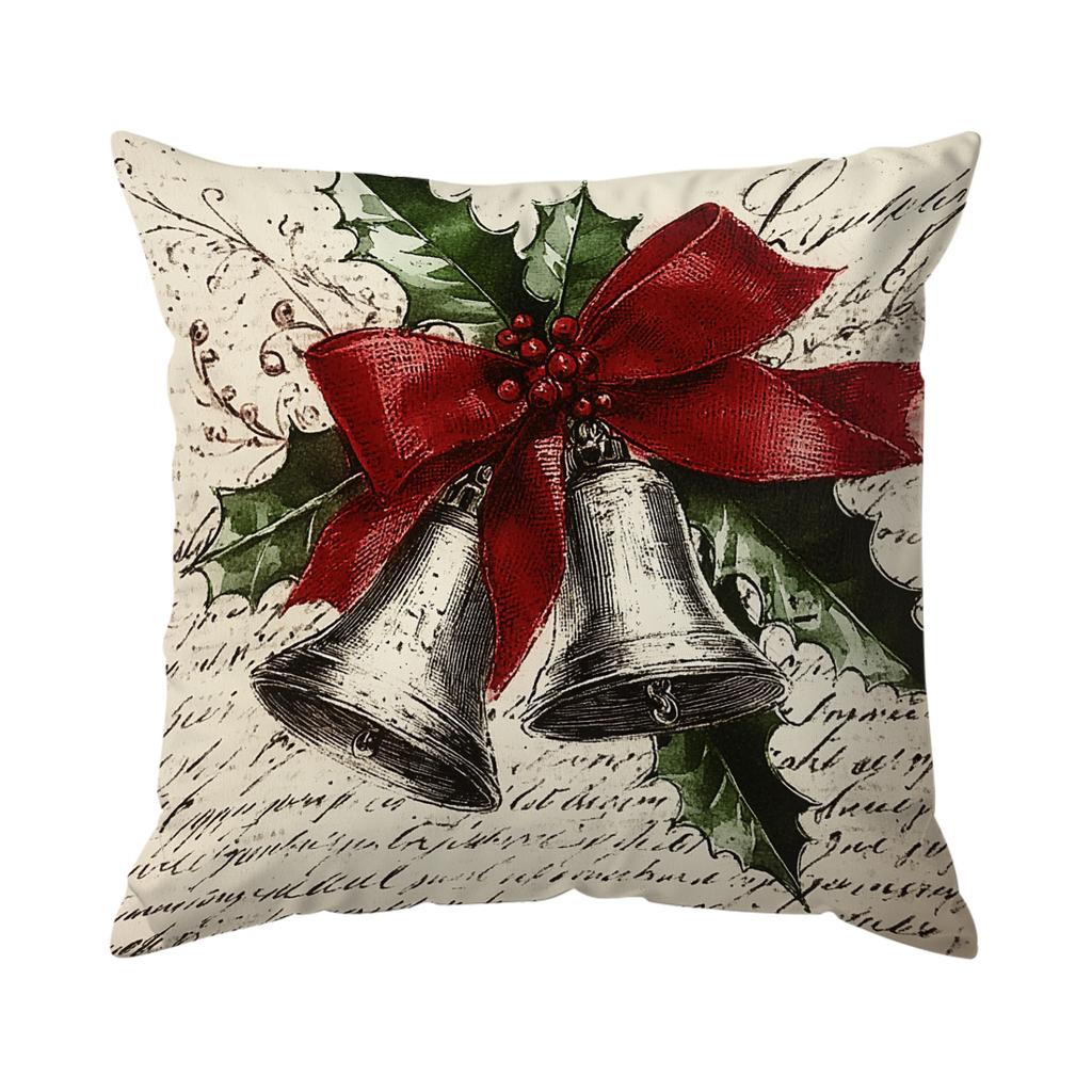 Vintage Christmas Cushion Pillowcase Printed Polyester 45X45Cm Throw Pillowcover Decorative Sofa Cushion Pillowslip Home Decor