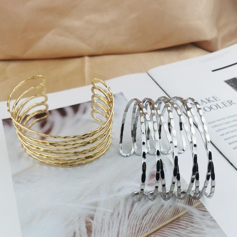 European and American Personality Exaggerated Metal Cross Hollow Bracelet Set, Snake Arm Ring Circle Street Auction Bracelet