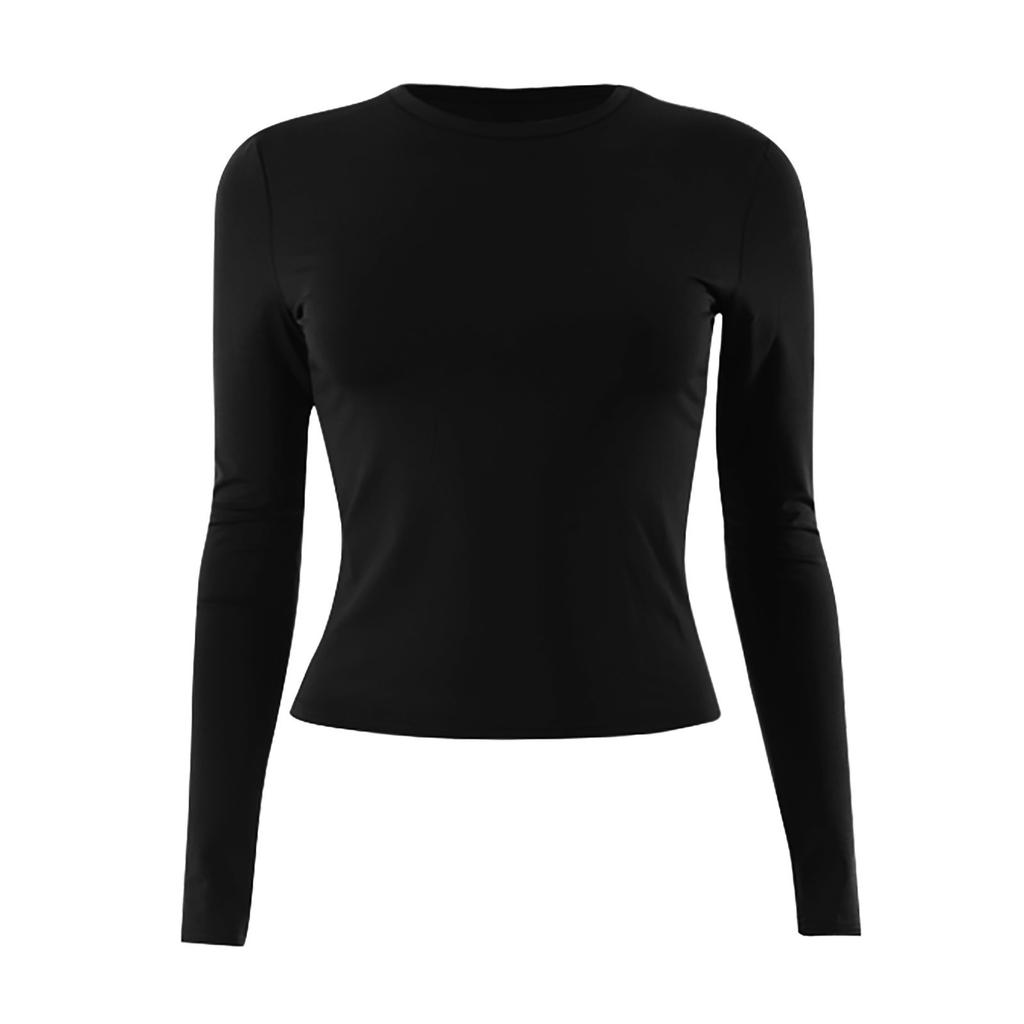 Women's Fashion Colour Round Neck Long Sleeve T-Shirt Top