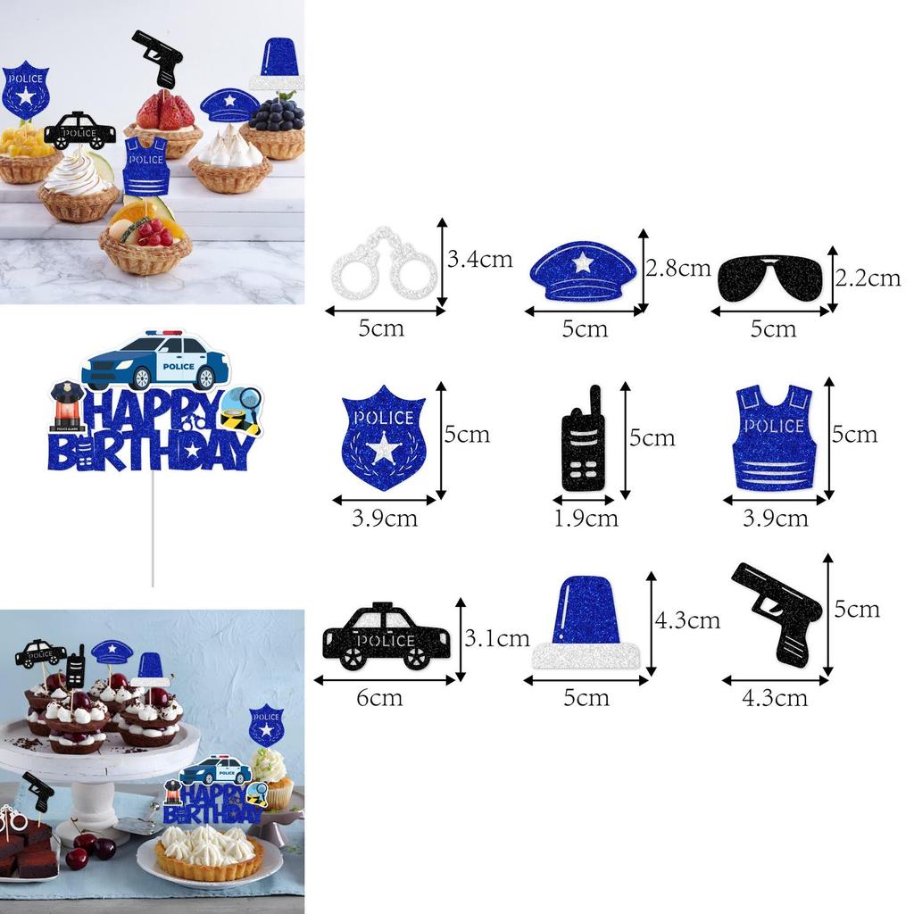 Police Birthday Cake Decor Plugin Pack With Paper Insert For Party And Photo Props