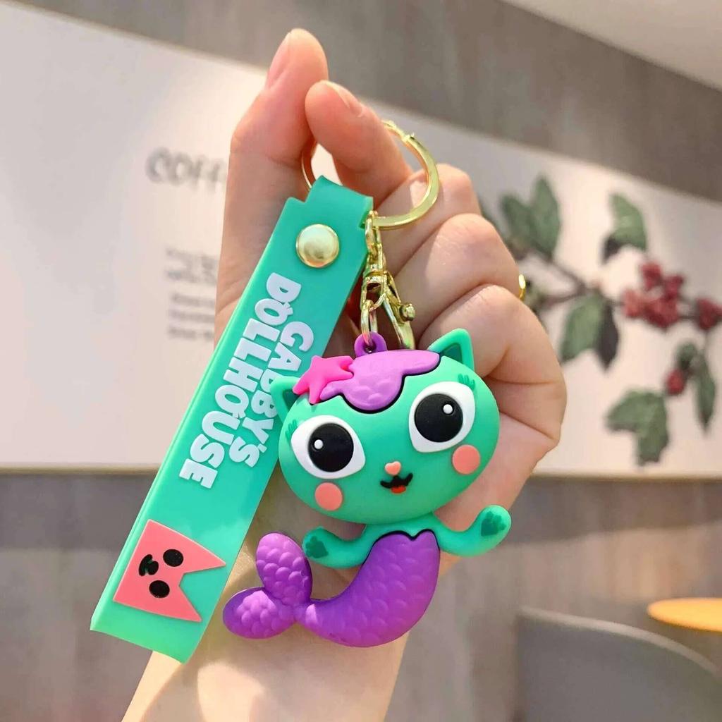 Cute Cat Keychain Bag Charm Doll Keyring Women Car Key Chain Llaveros Anime Gato Accessories Gift