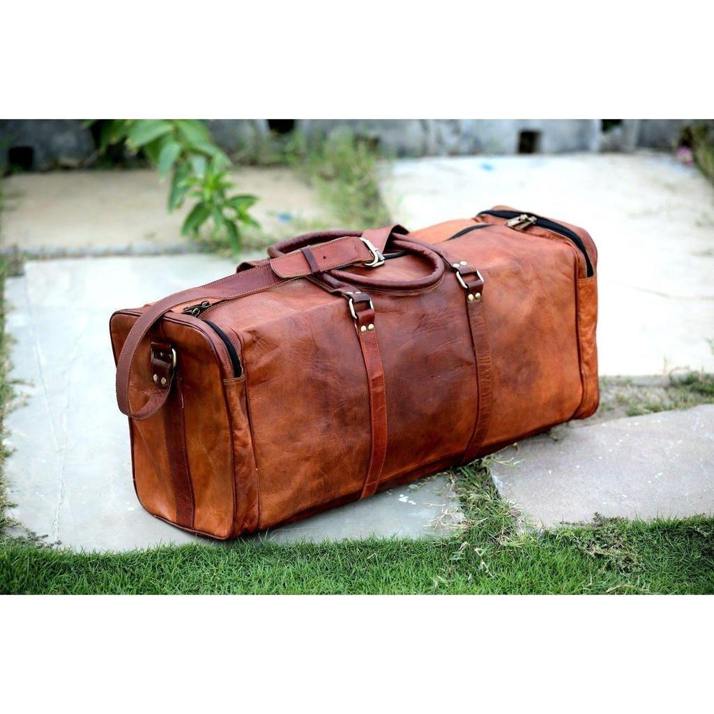25" Neue braune Vintage-Reisetasche aus echtem Leder für Herren, Reisegepäck, Sporttasche