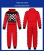 Red & Black Racing Suit for Kids: One-Piece Track-Style Outfit, Perfect for Festivals, Parties, and Performances.