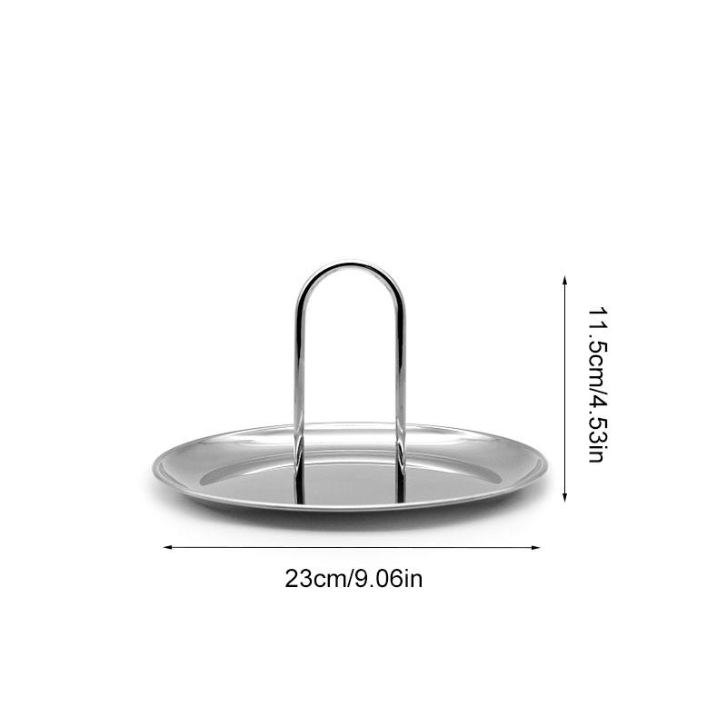 Snack Storage Plate Multifunctional With Handle Desktop Organizer Stainless Steel Home Decoration Finishing Tray Mini Ornaments