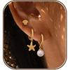 Triple Huggie Stacked Earrings for Women Gold Chain Drop Dangle Earrings Cute Statement CZ Earrings Trendy Dainty Jewelry Gift