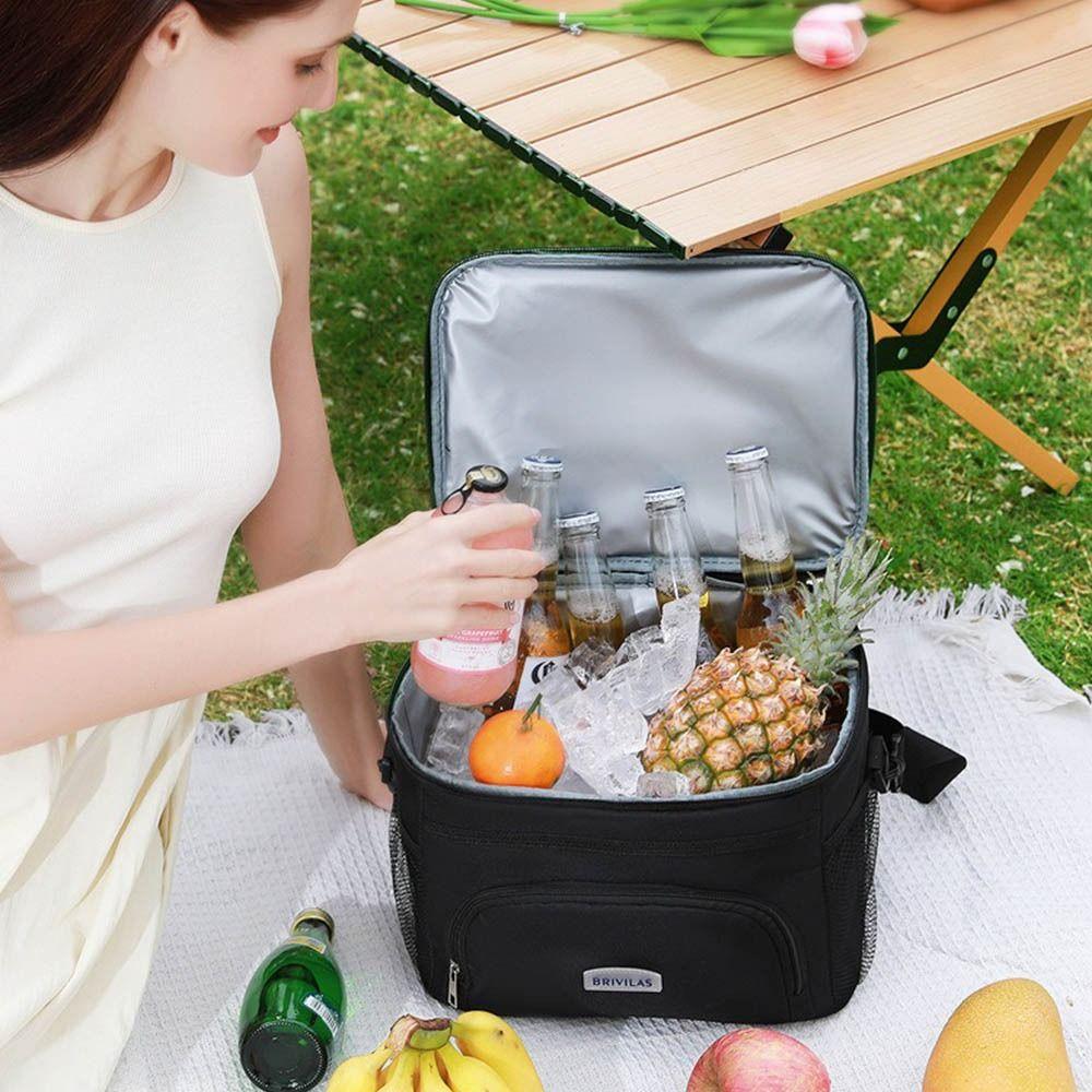 Large Capacity Shoulder Lunch Bag with Zip Picnic Bag Multi-Purpose Food Carrier Bag Outdoor