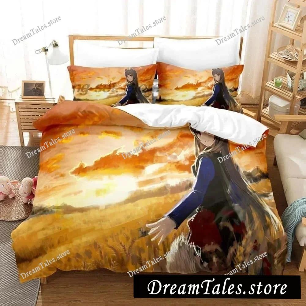 3D Anime Spice and Wolf Bedding Set Single Twin Full Queen King Size Bed Set Adult Kid Bedroom Duvet Cover Sets Home Textiles