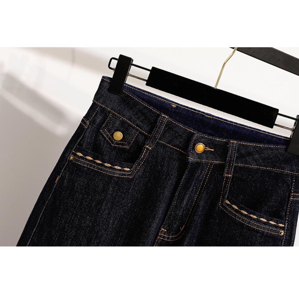 DIMANAF 2025 Plus Size Jeans Autumn Women Pants Denim Female Basic Blue High Waist Oversize Fashion New Pants 5XL