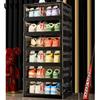 UVR Multifunctional Storage Cabinet Household Folding Shoe Organizer Large Capacity Light Luxury Multi-layer Snack Shelf