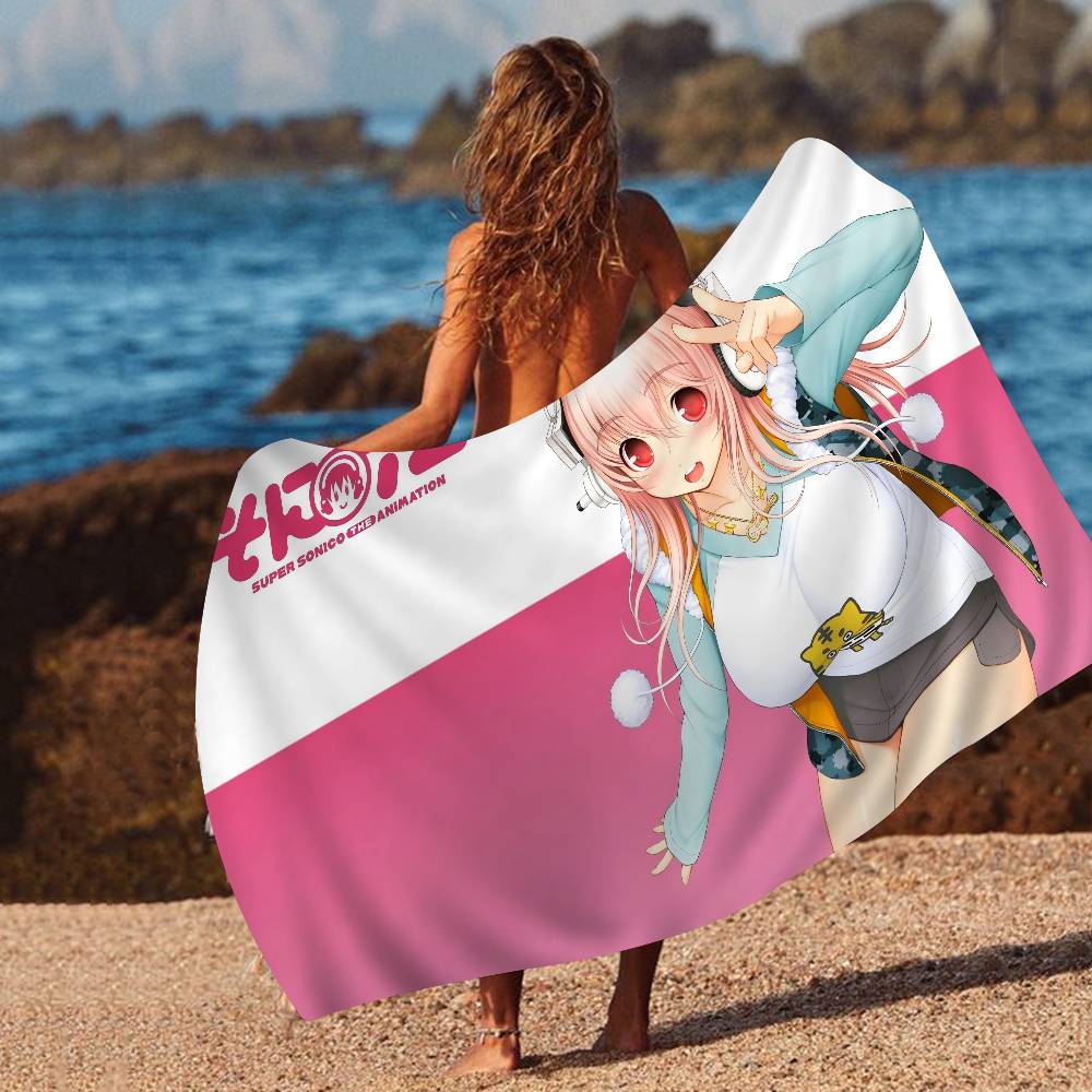 Classic Anime Super Sonico Microfiber Printed Beach Towel Mountain Climbing Yoga Beach Swimming Running Absorbent Soft Towel