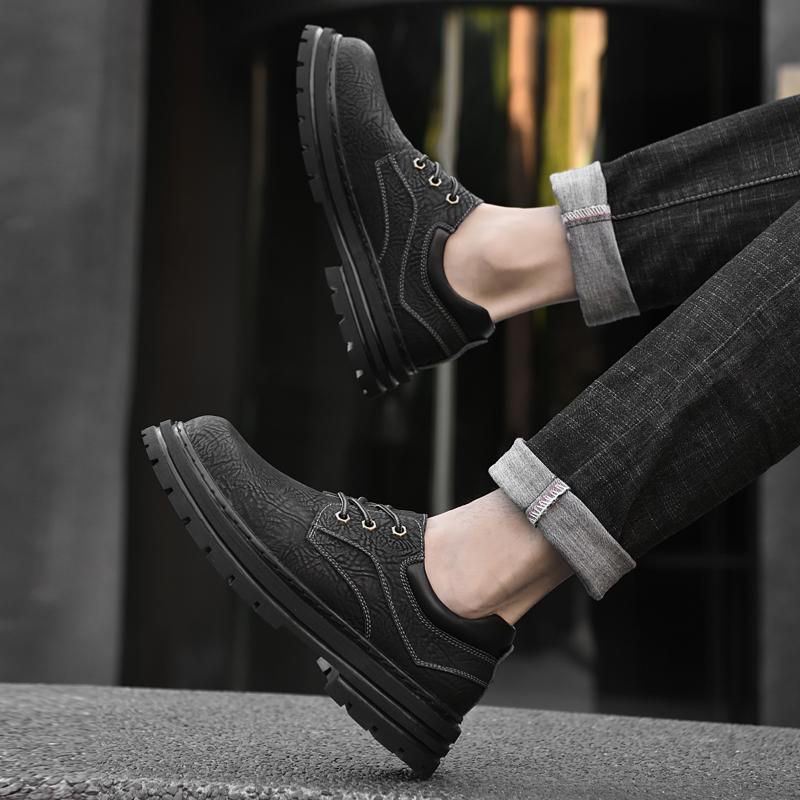 2024 Genuine Leather Fashion Casual Shoes Men All-match for Men Non-Slip Shoes New Arrival Male Comfortable Outdoor Hiking Shoe