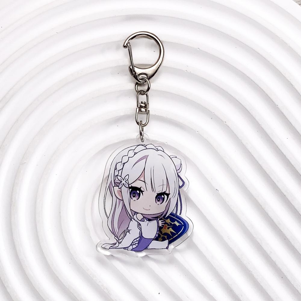 Anime Characters Re:Zero Trendy Cute Acrylic Keychain Accessories Bag Charm Creative Backpack Pendant Keyring Gifts For Friends