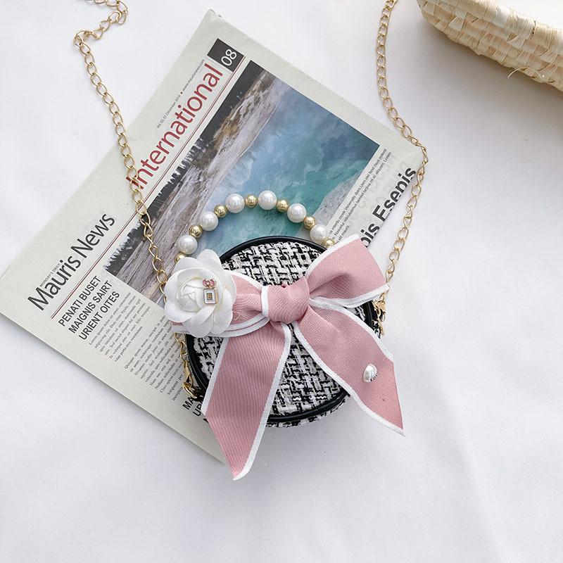 Bow Princess Pearl Flower Design Children Wallet Girl Handheld Bag Crossbody