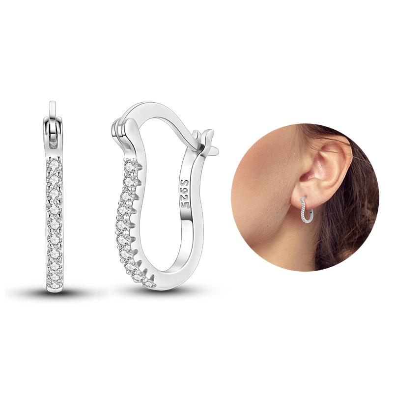 Silver 925 Heart CZ Cubic Zircon Round Daisy Flower Trio Stud Earrings for Women Silver S925 Original Fashion Jewelry